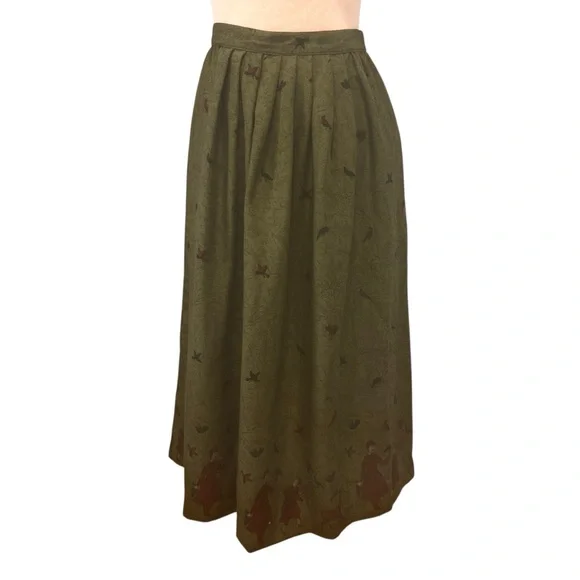 Vintage midi skirt Womens size 6 cottagecore folkcore peasant boho artsy green - Picture 8 of 16